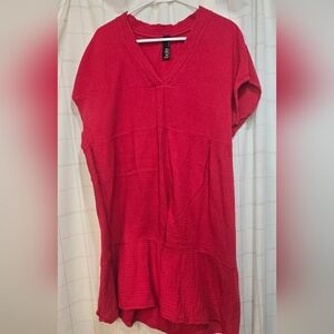 Bobi LA Cotton Gauze Dress- Red